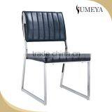 Stainless Steel Frame Leather Seat Modern Black Metal Dining Chair thumbnail-1