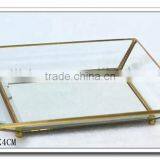 @~@ Silver Bronze Black Dish, Home Party Wedding Office Accessory, Bridesmaid Gift, Gold Brass and Glass Jewelry Display Tray thumbnail-1