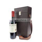 Wholesale Custom High-grade Leather 2 Bottles of Champagne Wine Box, Brown Gift Box