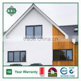 Top hung window for residential house, powder coated aluminum frame with blue color glass