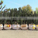 Pompom Beach Bag/Pompom Bag, White Zigzag Belly Basket With Pompom thumbnail-4