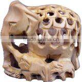 Carved Wooden Animals/Wood Carved Elephant/Wood Sculpture Art-PUJ thumbnail-1
