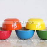 Round Colored Lacquer Bamboo Salad Bowl thumbnail-1