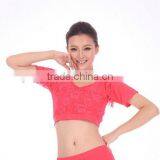 Cheap Short Sleeve Lace Crop Top for Dance JYS67 thumbnail-5