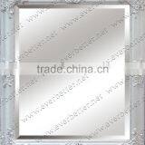 Antique Gesso Vintage Beveled Rectangle Solid Wood Wall Mirror thumbnail-2