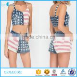 2017 Fashion American Flag Sets Woman Sexi Tops and Panty
