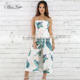 MAXNEGIO High Waist off Shoulder Chiffon Blouse Floral Jumpsuit