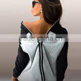 2016 New Ladies Clothing Sets Sweatshirt Hoodie Sport Long Sleeve Back Zipper Splicing Women Tracksuits Sport Suits 2PCS Set thumbnail-3