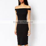 Bardot Midi Bodycon Dress One Piece Dress Pattern in Black thumbnail-4