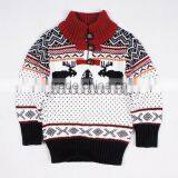 Kids Merry Xmas Winter Turtleneck Sweater Jacquard Reindeer Pattern Jumper thumbnail-2