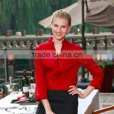 OEM&ODM Female Waitress Blouse Unisex Waiter Shirt Solid Color Restaurant Hotel Uniforms thumbnail-2