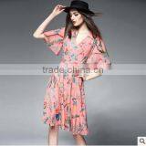 F20047A High Quality Europe Style Beautiful Women Printed Dress thumbnail-1