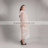 Myfur 2016 European Style Winter Beige Raccoon Fur Collar Woolen Raccoon Fur Extra Long Coat thumbnail-5