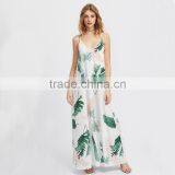 NEWEST Floral Print Maxi Dress,women Spaghetti Straps Deep V-neck Dress thumbnail-5