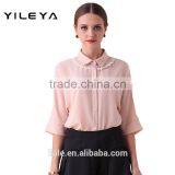 Cute Lace Designed Pink 2015 New Design Chiffon Lady Blouse/woman Blouse thumbnail-1