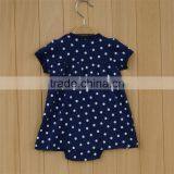 2017 Summer Cinched Short Sleeve Girl Romper One Piece Polka Dot New Born Baby Dress thumbnail-3