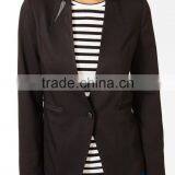 Collarless Faux Leather Blazer thumbnail-4