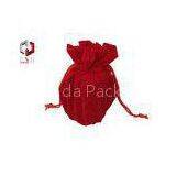 Oblong Red Velvet Drawstring Bag For Wine Bottle Packing thumbnail-1