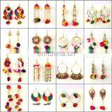 Pom Pom Earrings -Boho Pom Pom Earring - Fashionable POm Pom Earrings - Bohemian Pom Pom Earrings - Ladies Pom Pom Earrings thumbnail-1