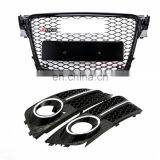 2009-2012 Honeycomb Mesh Grille + Fog Light Grill for Audi A4 S4 B8 8T RS4 Style thumbnail-3