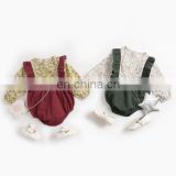 Baby  spring and autumn long-sleeved pure cotton new floral baby clothes  two pieces of autumn and winter sling