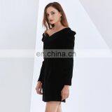 TWOTWINSTYLE Dress For Women V Neck Puff Long Sleeve High Waist Tunic Plus Size Sexy Female Mini thumbnail-6