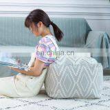 New Modern Pouf Design Yellow Woven Silk-screen Print Tufting Floor Ottoman Pouf thumbnail-5