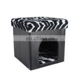 RTS luxury folding ottoman box storage chair pet house functional customized animal folding storage ottoman