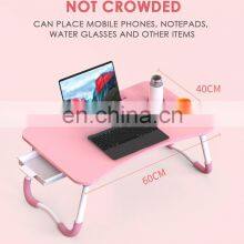 Foldable Bed White Black Brown Pink Green Blue Cartoon Wood Educational Waterproof Small Students Office Computer Desk With Cup thumbnail-2