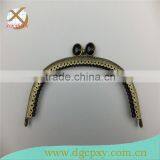 Antique Brass Metal Sewing Purse Frames Kiss Clasp White Beads