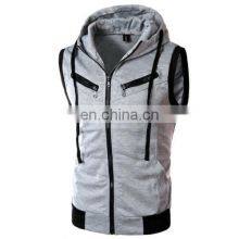 2022 OEM Custom Print Cotton Casual Men Pocket Sleeveless Hoodie thumbnail-4