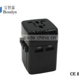 CE ROHS Listed World Travel adapter with 2 USB/travel electrical adapter with USB/Universal travel adapter with USB charger
