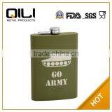 FDA 12oz Olive Drab (Army Green) Flask With Thick Rubber Coating