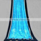 Coconut Palm Island Classic Blue Satin Printed Cotton Adult Beach Towels