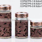 CP027P5 Round Glass Jar With Leather Coating thumbnail-1