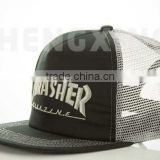 Fashion trucker cap mesh cap with printed embroidery heat transfer logo