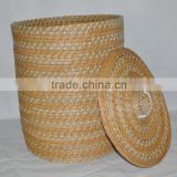 water hyacinth basket with lid from Vietnam