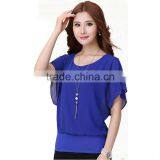 2014 New Women Blouse Design Models Chiffon Blouse Express Short Sleeve Chiffon Blouse thumbnail-5