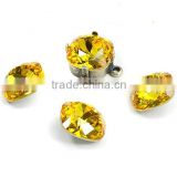 deluxe super shine K9 quality citrine color square 18x18 mm pointback shaped stones for jewelry making
