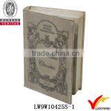 Vintage Shabby Distressed Wood Storage Boxes With Book Shaped