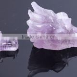 carving type amethyst crystal dragon head for lucky business