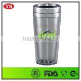 16 oz Plastic and Stainless Steel Coffee Mug Tumbler With Screw Lid thumbnail-3