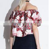 Women's Flower Print Short Sleeve Fashion Top T-shirt Blouses thumbnail-4