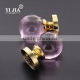 Zinc Alloy Pink Round Glass Pull Knob Door Lock thumbnail-3
