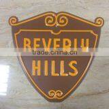 custom shield shape emboosed metal aluminum sign