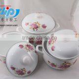 The Best Quality 3 Pcs Enamel Casserole With Metal Cover Beautiful Decal thumbnail-5
