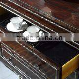 Exquisite Trim Rectangle Long Dining Table and Chair Set, Regancy Dining Table Set With High Back Chair thumbnail-4