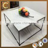 Cheap Modern Carrara White Marble Top Black Steel Coffee Table thumbnail-1