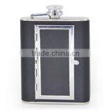 6 OZ Stainless Steel Wine Bottles Stick Black Twill Leather Cigarette Case thumbnail-2