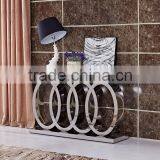 Modern Circl Base Marble Top Stainless Steel Base Side Table thumbnail-2